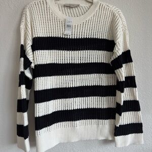 LOFT Cream and Black Knit Sweater